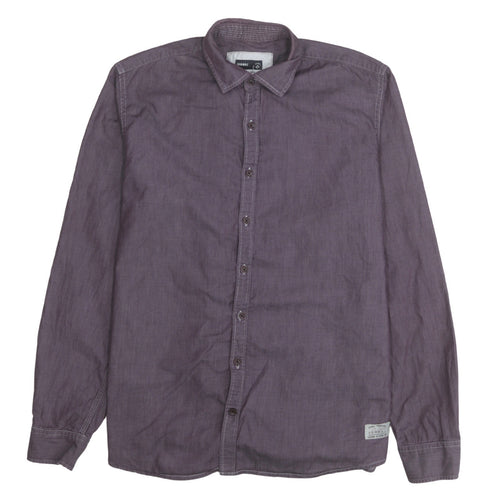 Signal Men's Purple Long Sleeve Regular Fit Cotton Button-Up Shirt L