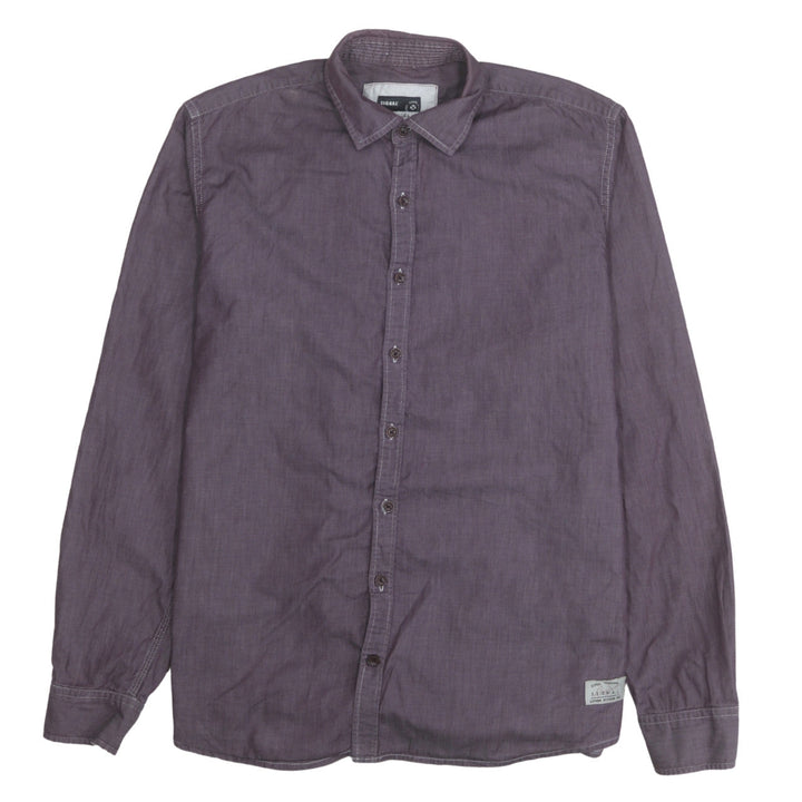 Signal Men's Purple Long Sleeve Regular Fit Cotton Button-Up Shirt L