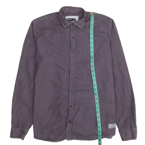 Signal Men's Purple Long Sleeve Regular Fit Cotton Button-Up Shirt L