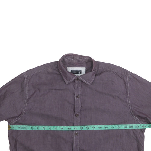 Signal Men's Purple Long Sleeve Regular Fit Cotton Button-Up Shirt L