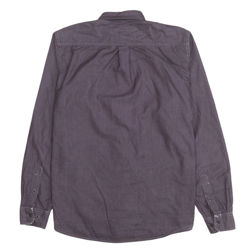 Signal Men's Purple Long Sleeve Regular Fit Cotton Button-Up Shirt L