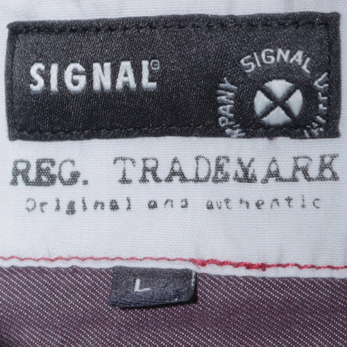 Signal Men's Purple Long Sleeve Regular Fit Cotton Button-Up Shirt L