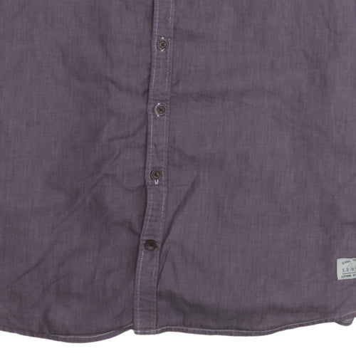 Signal Men's Purple Long Sleeve Regular Fit Cotton Button-Up Shirt L