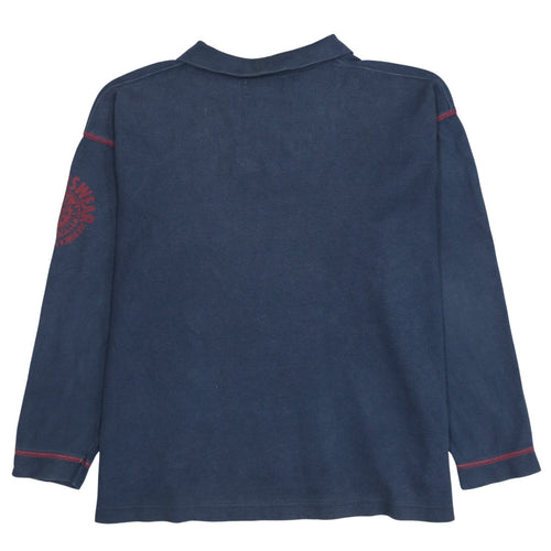 Lee Mens Blue 1/4 Zip Cotton Sweatshirt L Long Sleeve Vintage