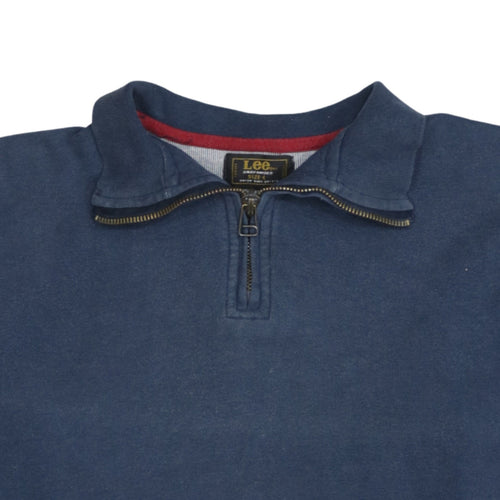 Lee Mens Blue 1/4 Zip Cotton Sweatshirt L Long Sleeve Vintage
