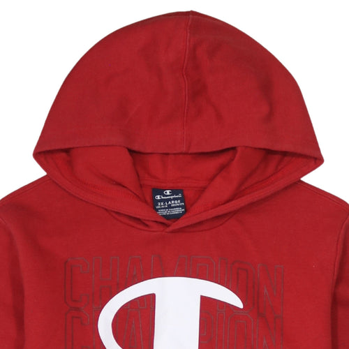 Champion Boys Red 2XL Hoodie Pullover Fleece Sweatshirt