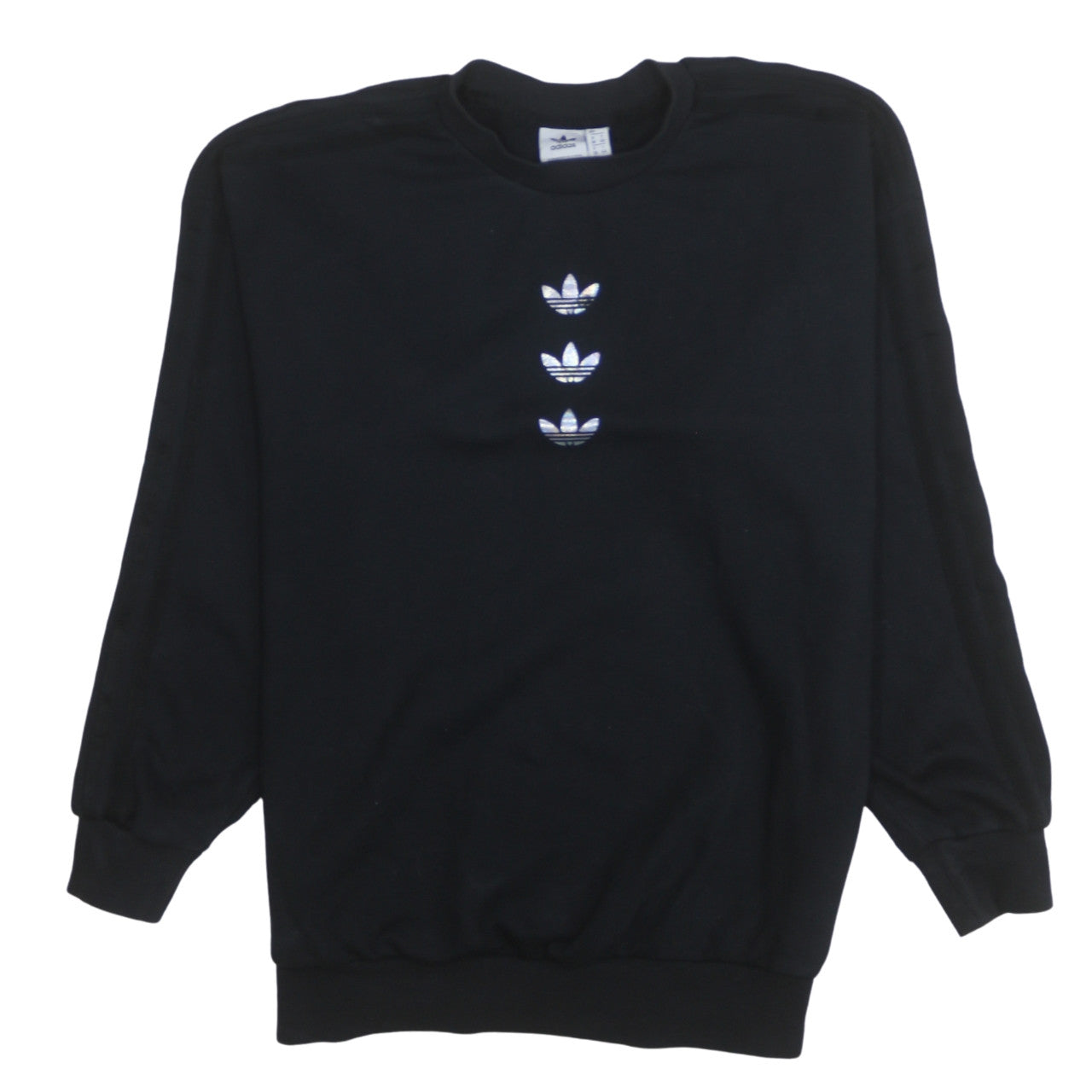 Adidas Women Black Size 12 Pullover Sweatshirt with Logo Detail