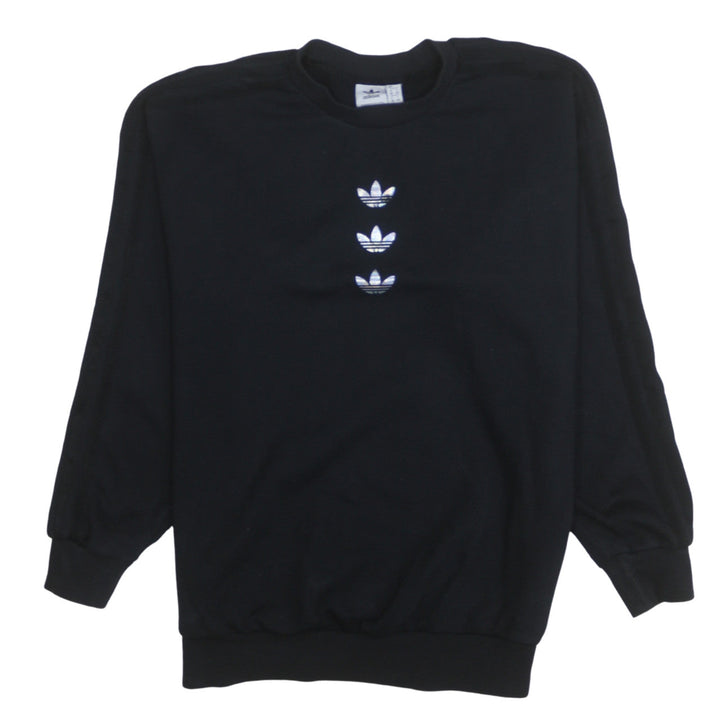 Adidas Women Black Size 12 Pullover Sweatshirt with Logo Detail