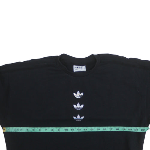 Adidas Women Black Size 12 Pullover Sweatshirt with Logo Detail