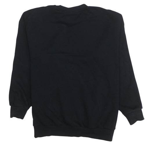 Adidas Women Black Size 12 Pullover Sweatshirt with Logo Detail
