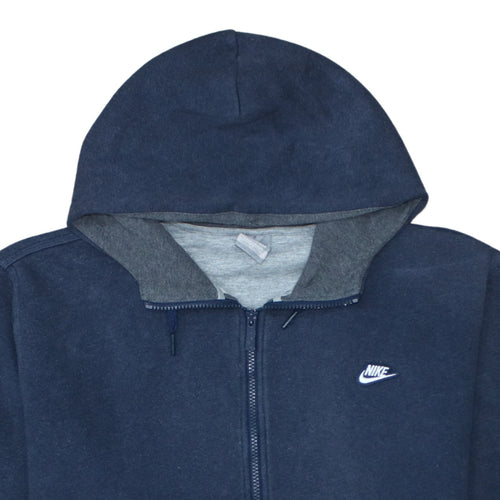 Nike Men's Navy Blue Full Zip Hoodie XL Cotton Blend Sportswear