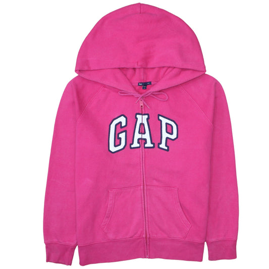 GAP Women's Pink Full Zip Hoodie Size M Cotton Blend Logo Hooded Sweatshirt