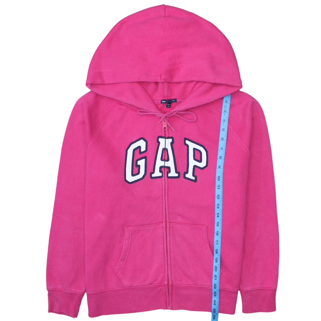 GAP Women's Pink Full Zip Hoodie Size M Cotton Blend Logo Hooded Sweatshirt