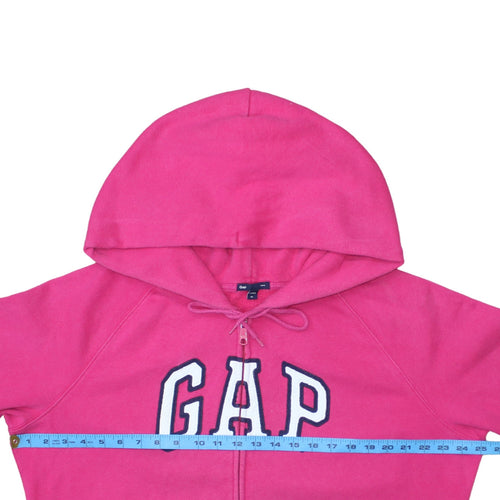 GAP Women's Pink Full Zip Hoodie Size M Cotton Blend Logo Hooded Sweatshirt