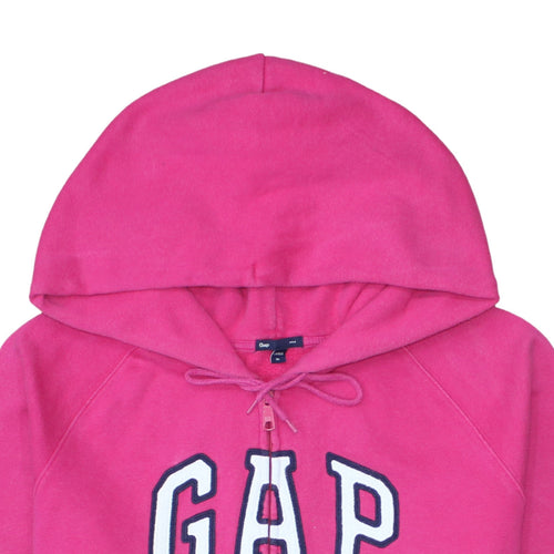 GAP Women's Pink Full Zip Hoodie Size M Cotton Blend Logo Hooded Sweatshirt