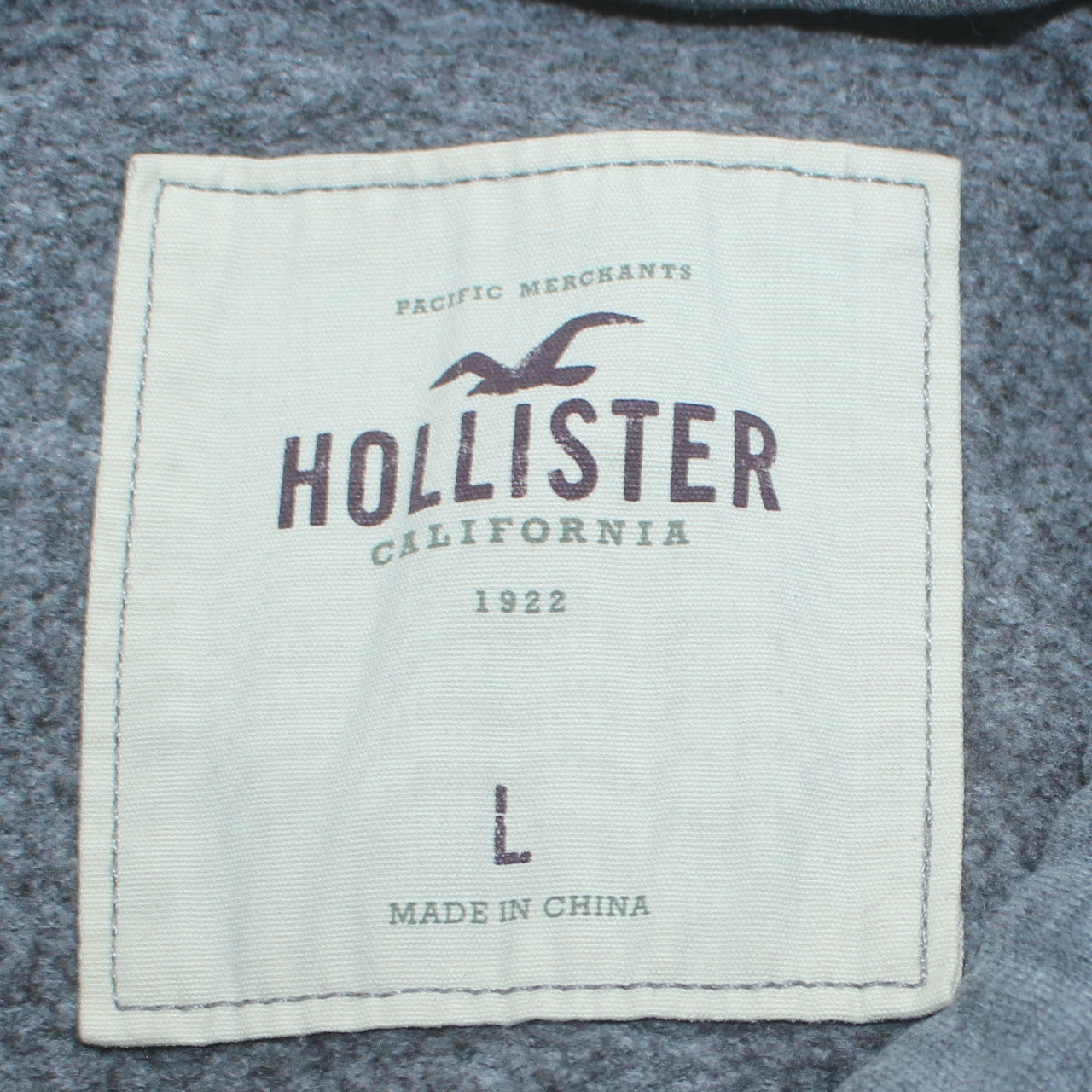 Hollister Womens Grey Hooded Pullover Hoodie L Printed Logo Warm Casual