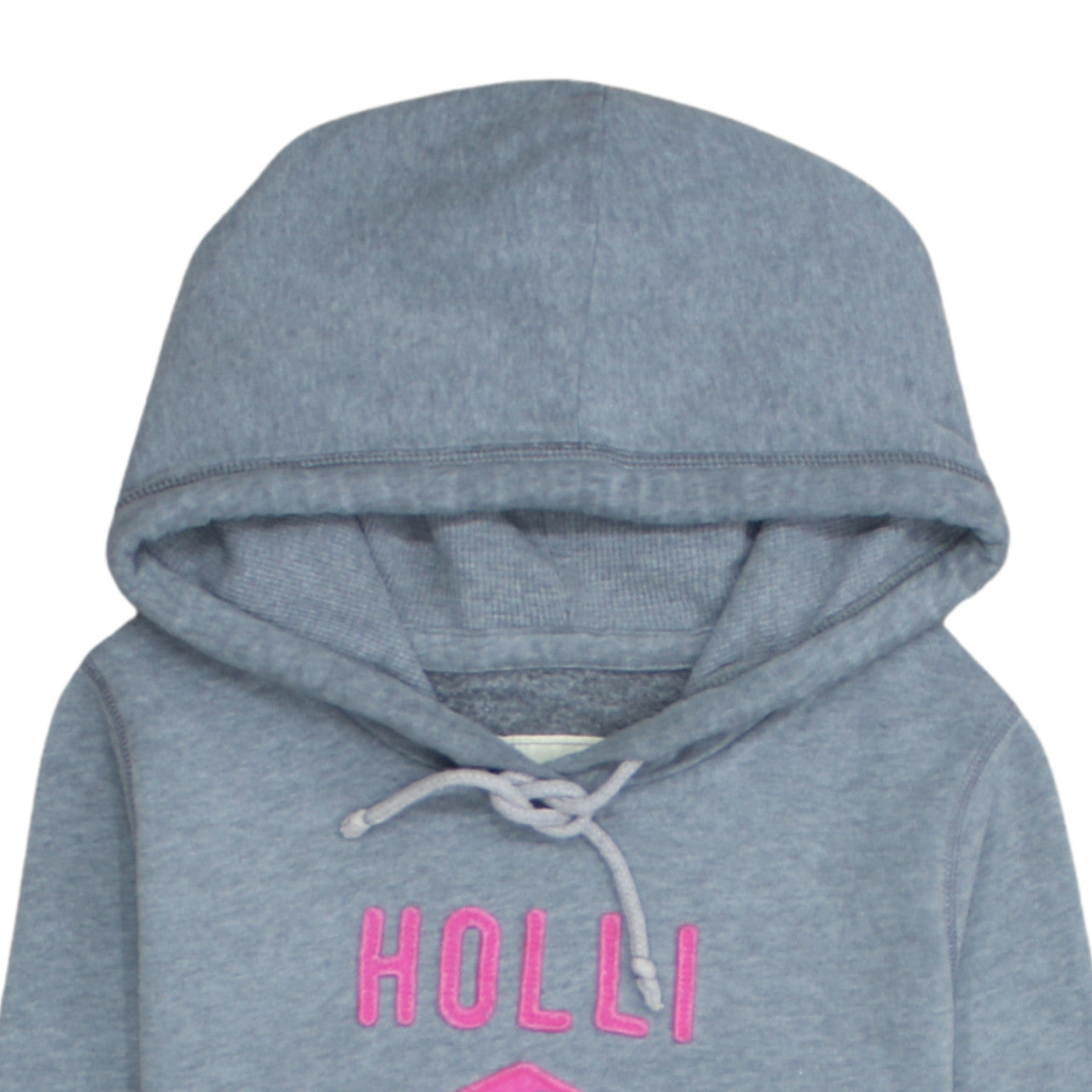 Hollister Womens Grey Hooded Pullover Hoodie L Printed Logo Warm Casual