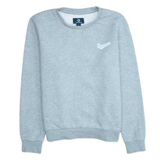 Converse Mens Grey L Crew Neck Pullover Fleece Sweatshirt