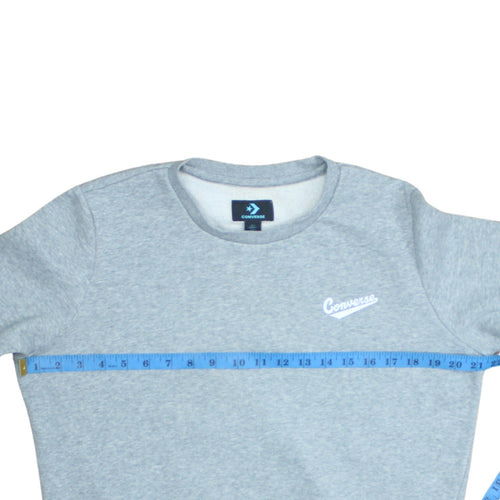 Converse Mens Grey L Crew Neck Pullover Fleece Sweatshirt