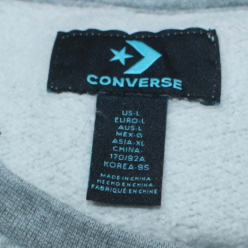 Converse Mens Grey L Crew Neck Pullover Fleece Sweatshirt