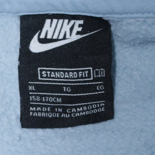Nike Boys Blue Pullover Hoodie XL 158-170cm Fleece Logo Sweatshirt