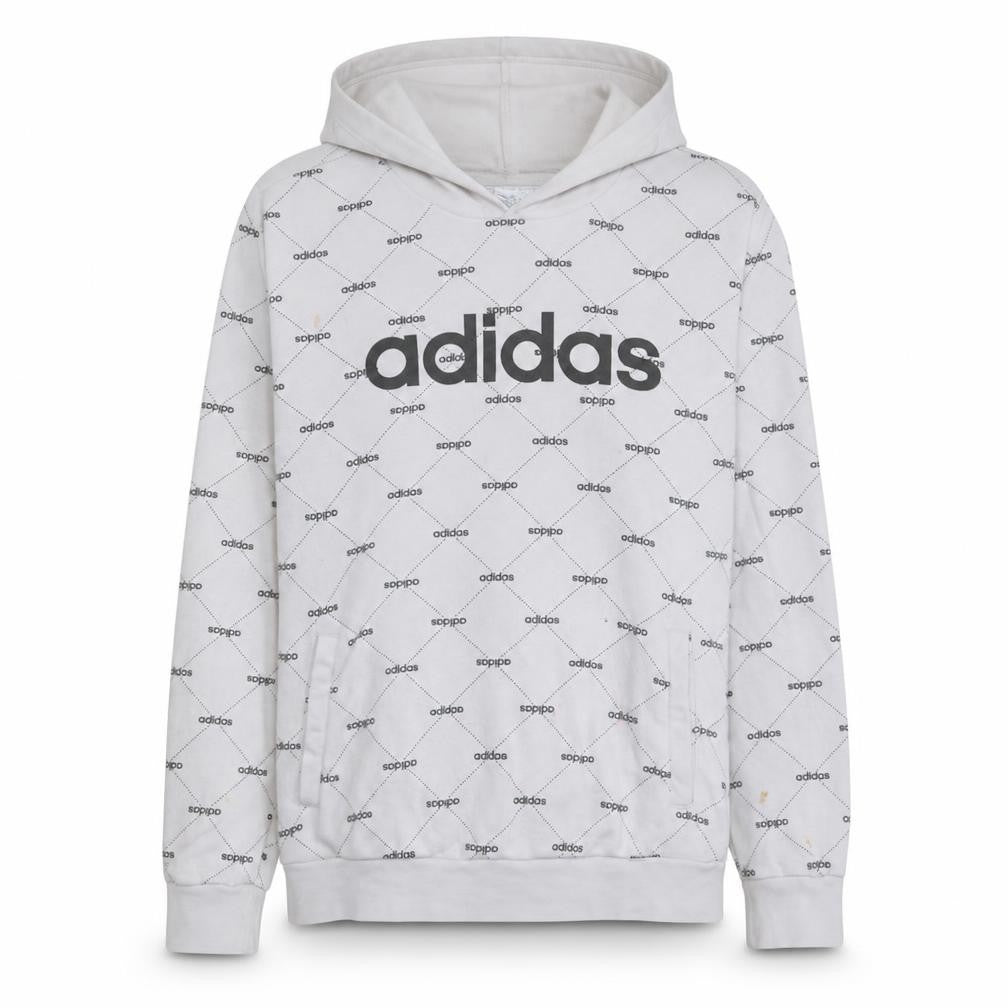 Front view of Adidas Women White Logo Print Pullover Hoodie XL