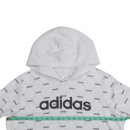 Adidas Women White Logo Print Pullover Hoodie XL