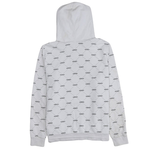 Adidas Women White Logo Print Pullover Hoodie XL