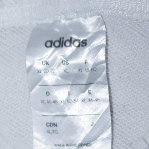 Adidas Women White Logo Print Pullover Hoodie XL