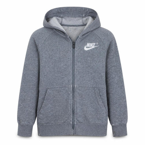 Nike Boys Grey Full Zip Hoodie Size 146cm Fleece Lined Sweatshirt