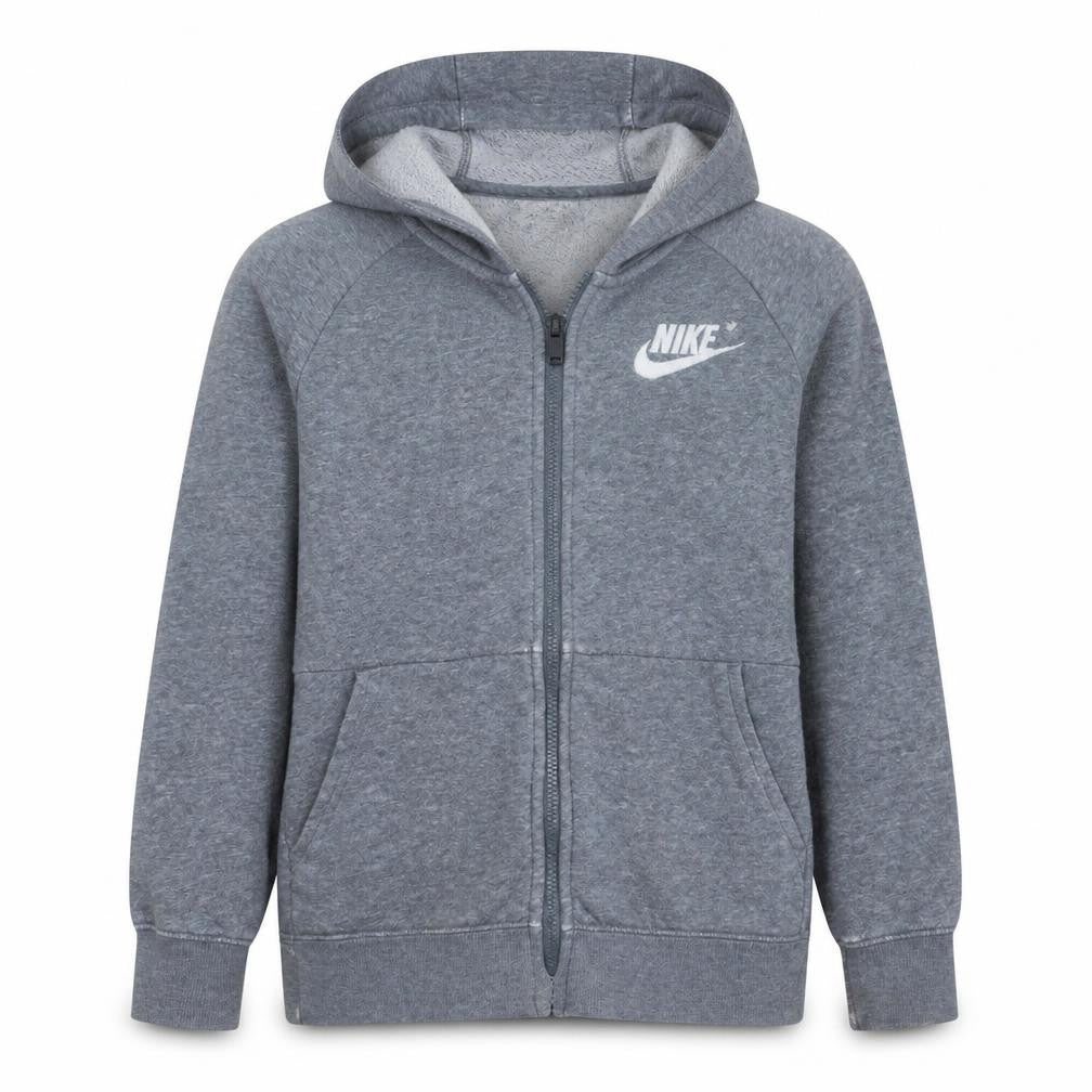 Nike Boys Grey Full Zip Hoodie Size 146cm Fleece Lined Sweatshirt