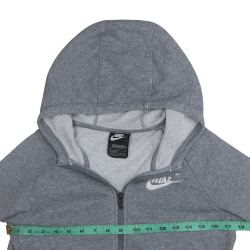 Nike Boys Grey Full Zip Hoodie Size 146cm Fleece Lined Sweatshirt
