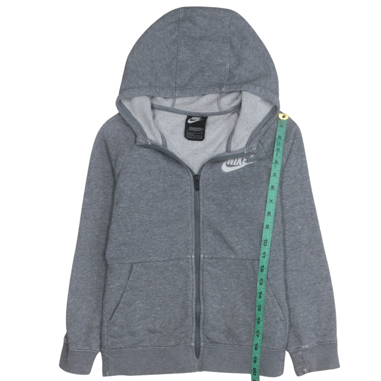 Nike Boys Grey Full Zip Hoodie Size 146cm Fleece Lined Sweatshirt
