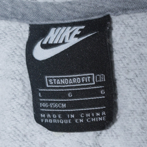Nike Boys Grey Full Zip Hoodie Size 146cm Fleece Lined Sweatshirt