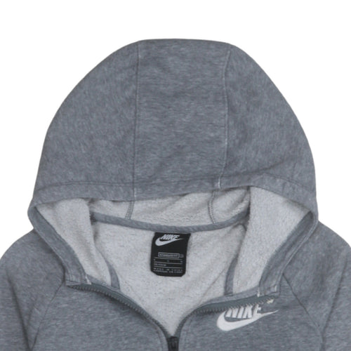 Nike Boys Grey Full Zip Hoodie Size 146cm Fleece Lined Sweatshirt