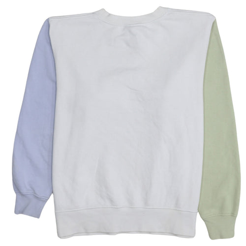 Nike Womens XS Colourblock Crew Neck Pullover Sweatshirt White Green Blue