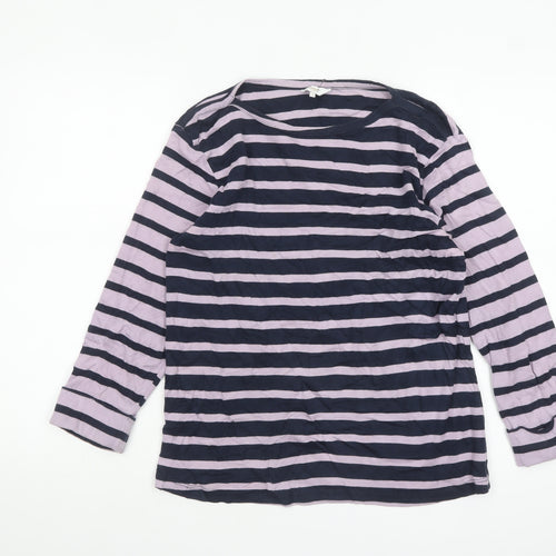 Cotton Traders Womens Multicoloured Striped Long Sleeve Cotton T-Shirt Size 14