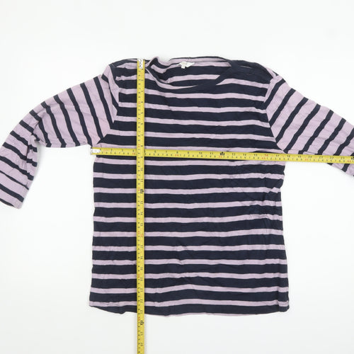 Cotton Traders Womens Multicoloured Striped Long Sleeve Cotton T-Shirt Size 14