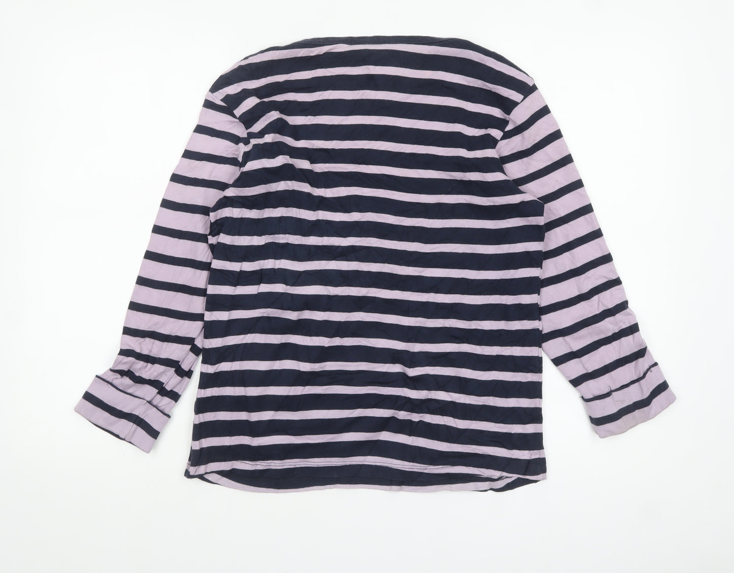 Cotton Traders Womens Multicoloured Striped Long Sleeve Cotton T-Shirt Size 14