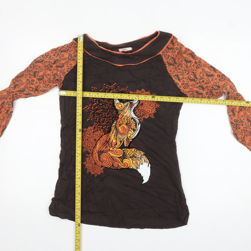 Joe Browns Womens Brown Fox Print Tunic Top Size 10