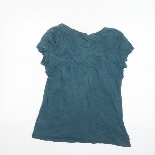 White Stuff Women's Blue Cotton Scoop Neck T-Shirt Size 14