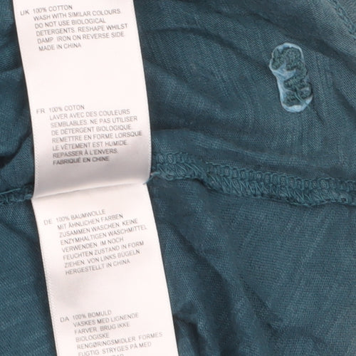White Stuff Women's Blue Cotton Scoop Neck T-Shirt Size 14