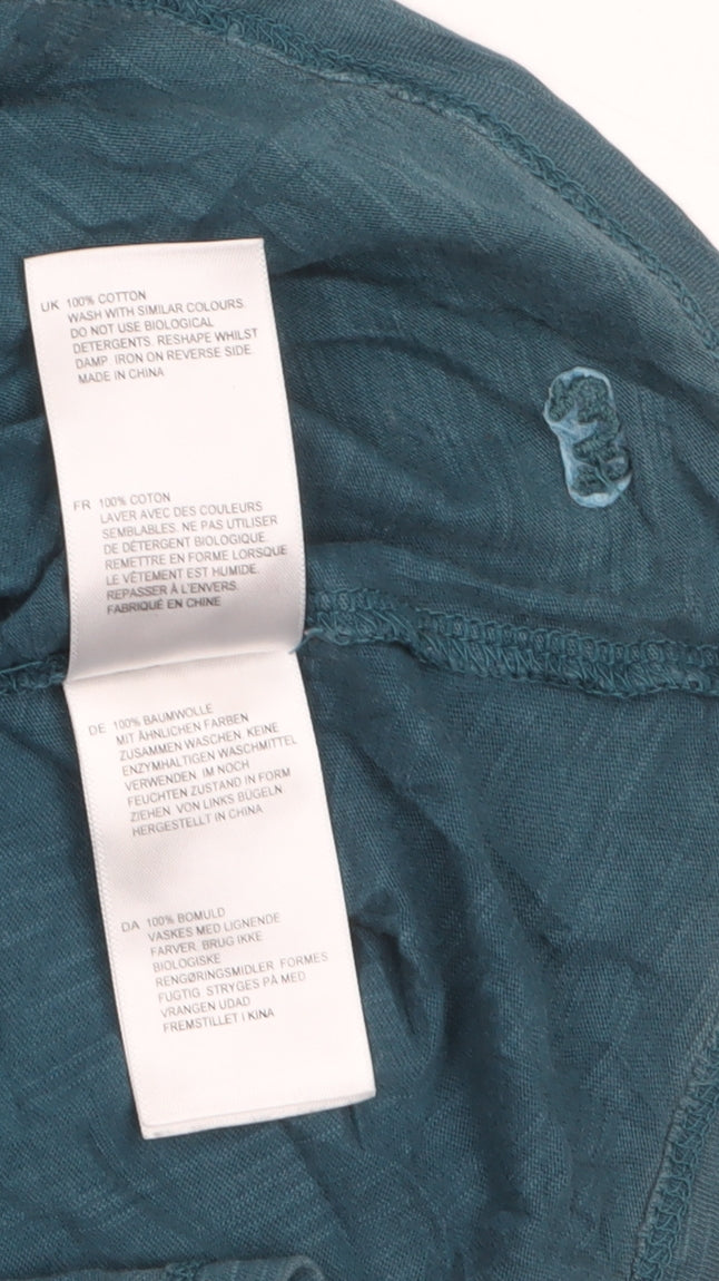 White Stuff Women's Blue Cotton Scoop Neck T-Shirt Size 14