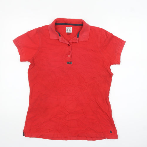 Musto Women's Red Polo Shirt Size 14 Short Sleeve 100% Cotton