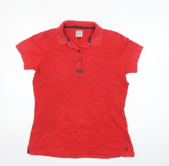 Musto Women's Red Polo Shirt Size 14 Short Sleeve 100% Cotton