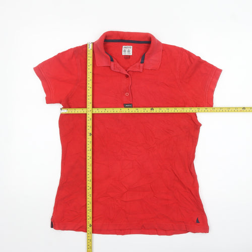 Musto Women's Red Polo Shirt Size 14 Short Sleeve 100% Cotton