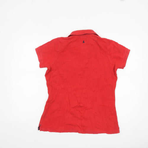 Musto Women's Red Polo Shirt Size 14 Short Sleeve 100% Cotton