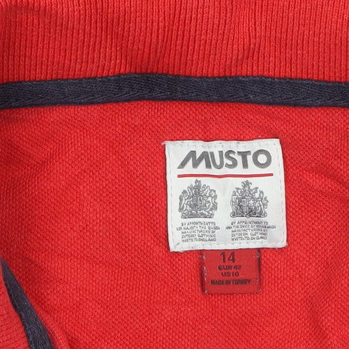 Musto Women's Red Polo Shirt Size 14 Short Sleeve 100% Cotton