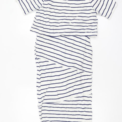 ASOS Women’s White Blue Striped Bodycon Midi Dress Size 6