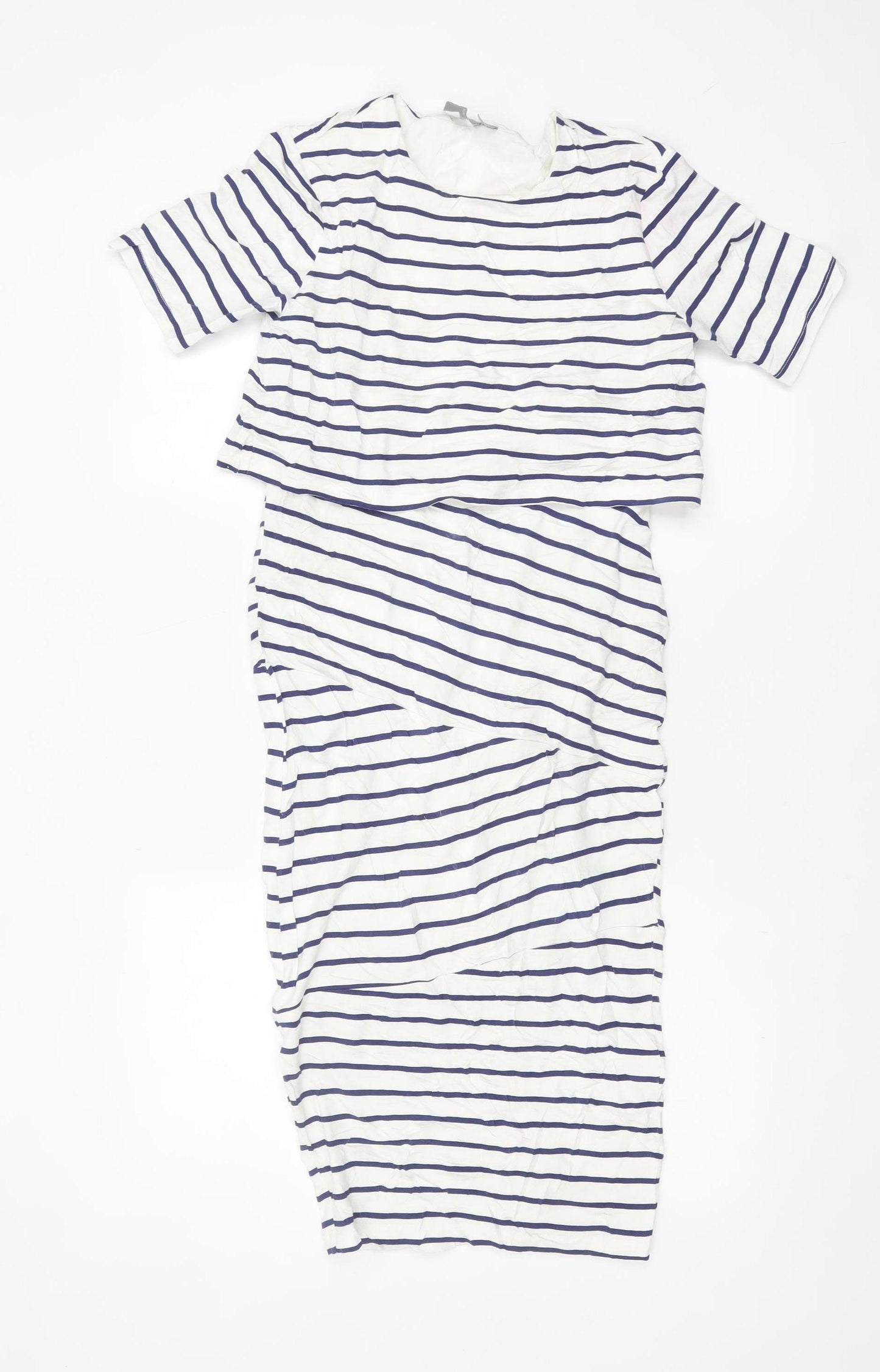 ASOS Women’s White Blue Striped Bodycon Midi Dress Size 6